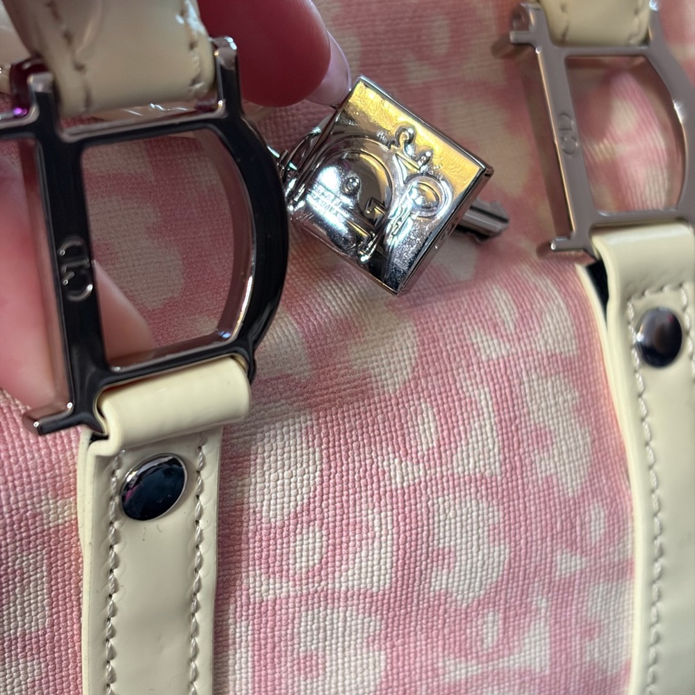 Mini Pink/ Cream Logo Coated Canvas w Leather Trim - Picture 5 of 11